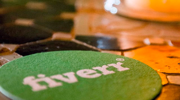 Fiverr Logo on Bar Coaster